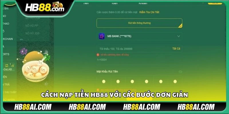 Cách nạp tiền HB88 với các bước đơn giản